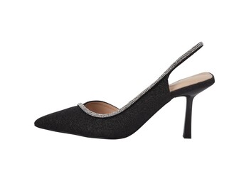 TK Maxx damskie czarne otwarte buty na obcasie z krysztalkami 99.99PLN