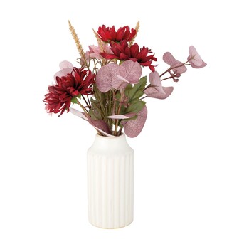 TK Maxx Maly ceramiczny wazon zebrowany z bordowymi liscmi 74.99 ZL