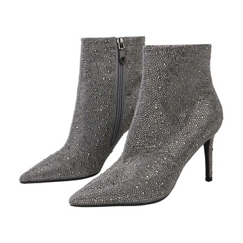 Tk Maxx srebrne botki za kostke na obcasie z krysztalkami 84.99PLN