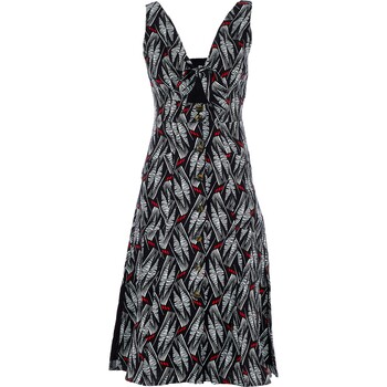 Czarna sukienka z czerwonym wzorem