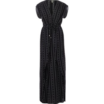 Czarna sukienka maxi w azteckie wzory