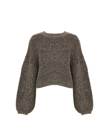 Cekinowy szary sweter