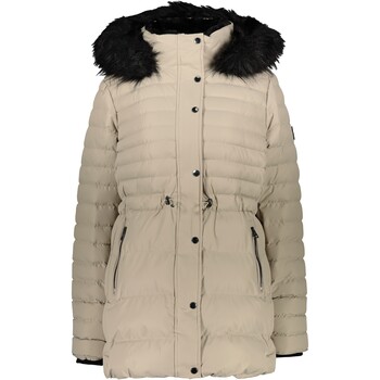 Beżowa puchowa kurtka z kapturem