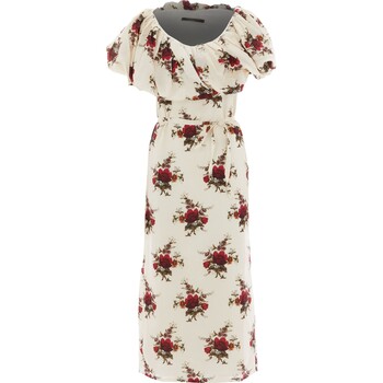 Kremowa sukienka z bufiastymi rękawami