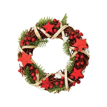 Maly wieniec z czerwonymi ozdobami