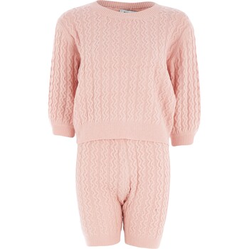 Pudrowo-różowy dzianinowy set