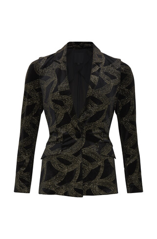 Czarny żakiet ze złotą aplikacją