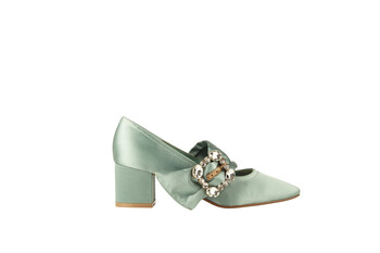 Satynowe zielone buty