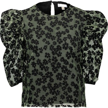 Ciemnozielona bluzka w kiwaty