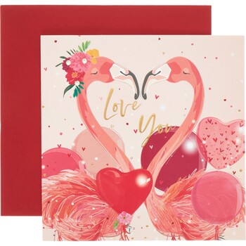 Kartka walentynkowa z flamingiem