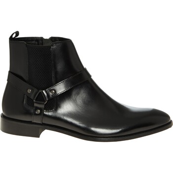 Męskie czarne skórzane botki