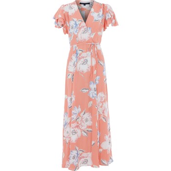 Różowa sukienka wiązana w pasie