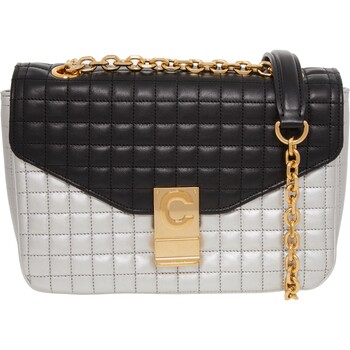 Srebrna pikowana skórzana torebka