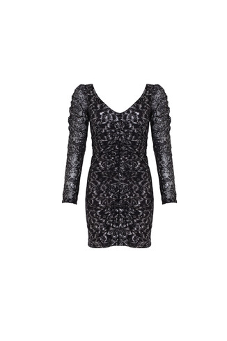 Czarno-srebrna sukienka mini