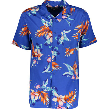 Niebieska koszula z krótkim rękawem w kwiatowy wzór