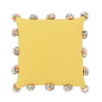 Żółta poduszka z frędzlami