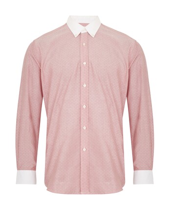 Czerwona koszula z białymi maknietami