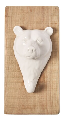 Drewniana deska z ceramicznym niedzwiedziem