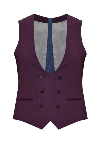 Trzyczesciowy purpurowy garnitur calosc - kamizelka