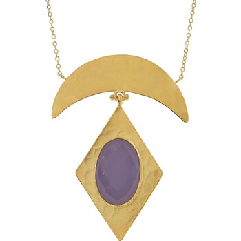 Zloty naszyjnik z fioletowym zdobieniem