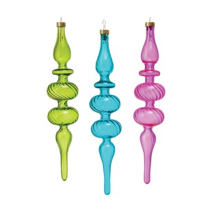 Tk Maxx Colourful zestaw trzech szklanych podluznych bombek (zielona, niebieska i fuksjowa) 34.99PLN