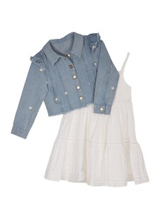 TK Maxx dzieciecy zestaw z biala sukienka i jeansowa kurtka 99.99PLN