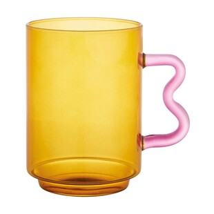 TK Maxx Pomaranczowy szklany kubek z rozowa raczka 27.99 ZL