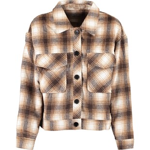 Kurtka w brązowo-czarną kratę