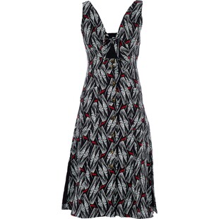 Czarna sukienka z czerwonym wzorem