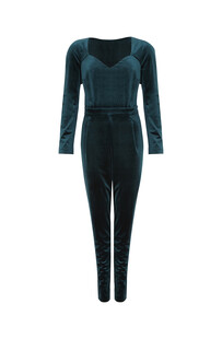 Zielony welurowy kombinezon