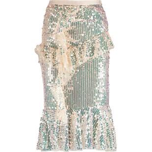 Kremowa cekinowa spódnica midi