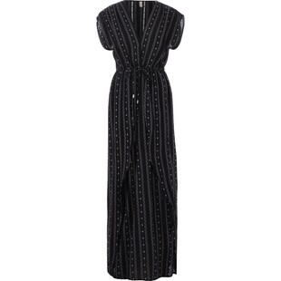 Czarna sukienka maxi w azteckie wzory