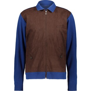 Kurtka z brązowego zamszu z niebieskim polarem