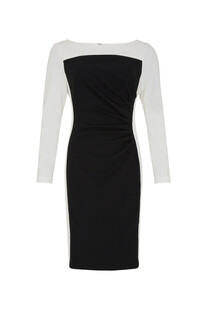 Czarno-biała sukienka z długim rękawem