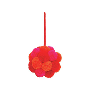 Czerwona bombka z pomponow