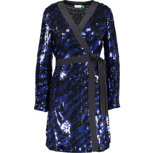 Wiązana niebieska cekinowa sukienka