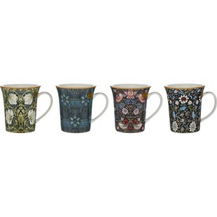 Zestaw 4 kubków z kwiatowym wzorem