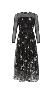 Czarno-srebrna sukienka midi