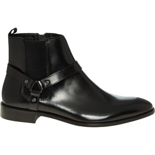 Męskie czarne skórzane botki