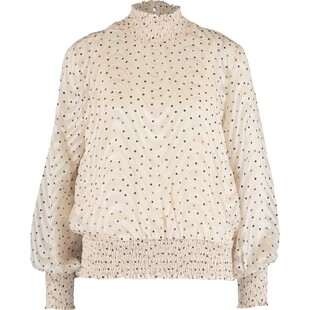 Kremowa koszula w czarne groszki