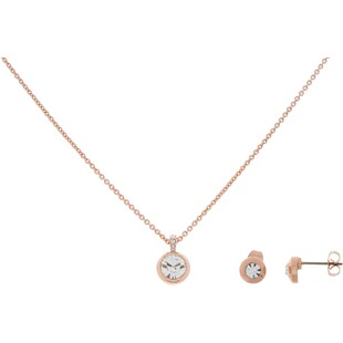 Różowo-złoty komplet biżuterii