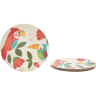 Talerze z papugą