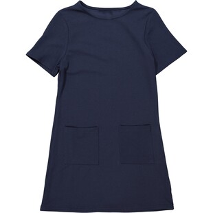 Granatowa sukienka z kieszeniami