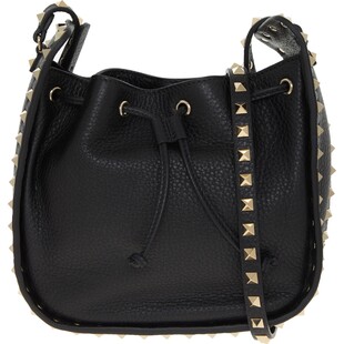 Mała czarna skórzana torebka z ćwiekami