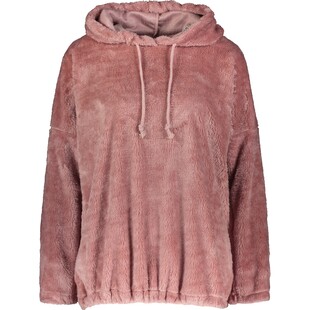 Różowa welurowa bluza z kapturem