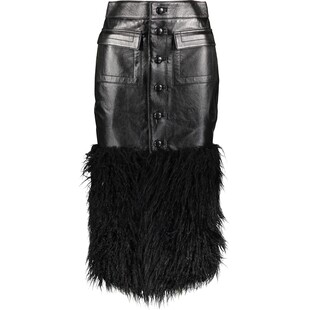 Czarna skórzana spódnica z futerkiem