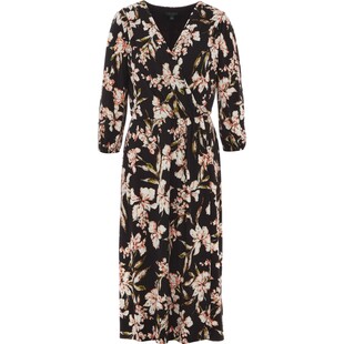 Czarna sukienka midi w kwiaty