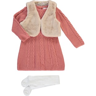 Dzianinowa brzoskwiniowa sukienka