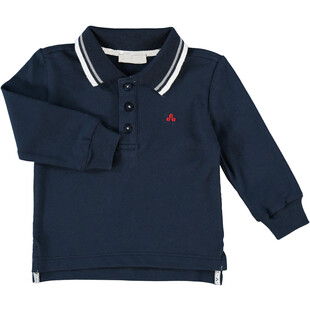 Granatowy longsleeve polo