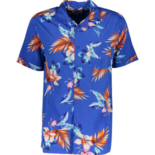 Niebieska koszula z krótkim rękawem w kwiatowy wzór